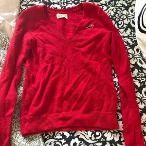Hollister Co red v-neck sweater, small